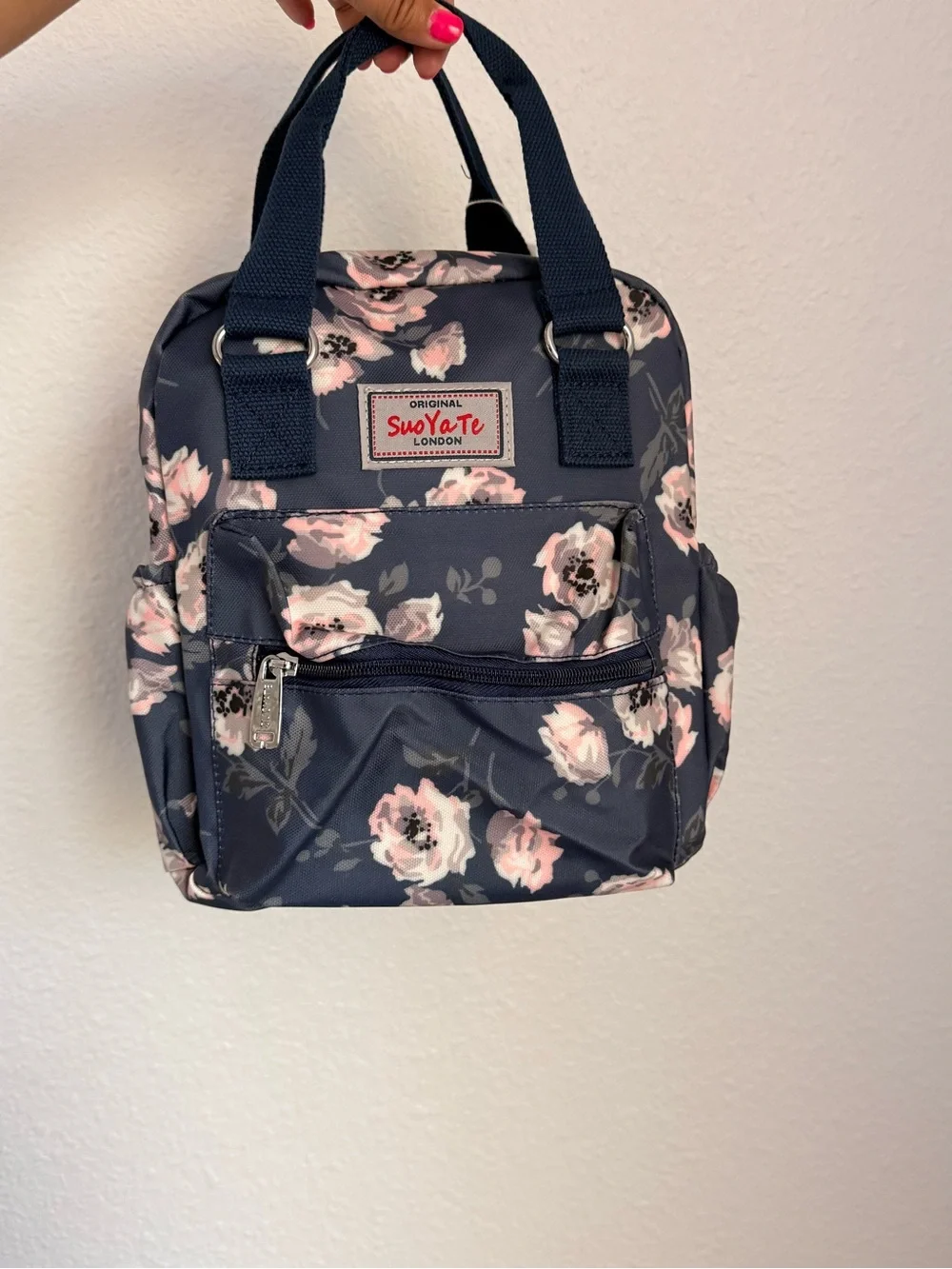 New Floral Waterproof Nylon small Backpack Purse | Multi-Pocket